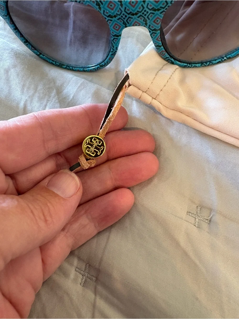 Tory Burch Teal Patterned Sunglasses with Brown Temples nwt